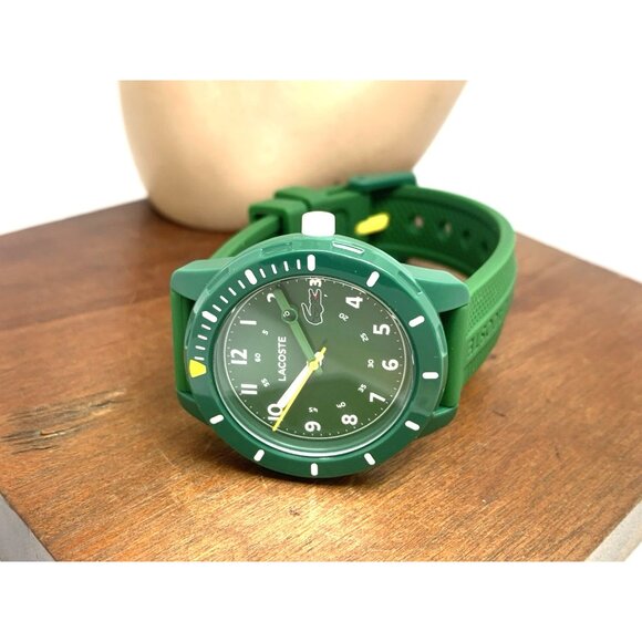 Lacoste Womens Kids Watch 2030055 Quartz Mini Tennis Green Dial Rubber Band 35mm - Picture 11 of 14